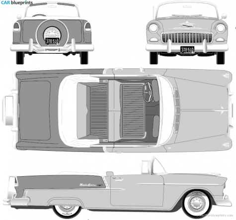1955 Chevrolet Bel Air Convertible Cabriolet blueprint